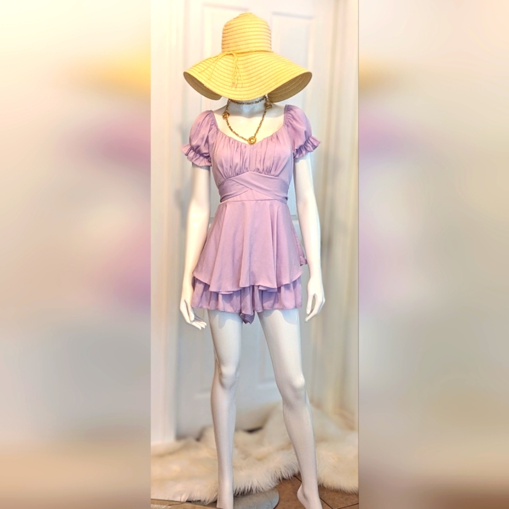 @Balance,  Lavender Mini Ruffled Skort Dress, Size Small.
